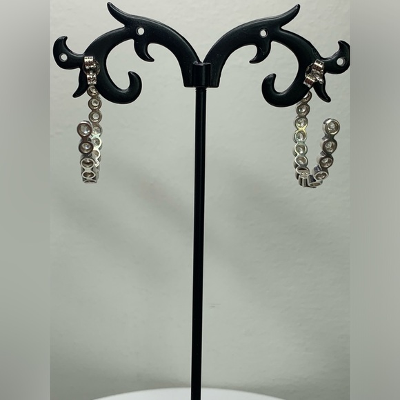 Silpada Vintage Rare HTF Sterling Silver CZ Channel Set Hoop Post Earrings - Picture 4 of 16